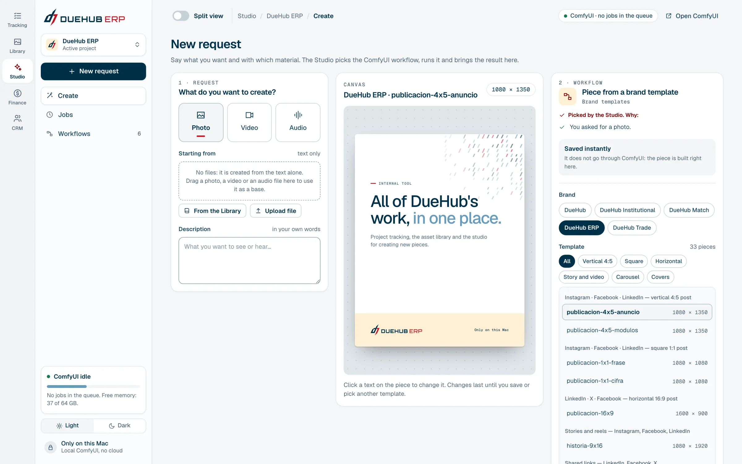 A brand template on the canvas: click the text on the piece to change it.