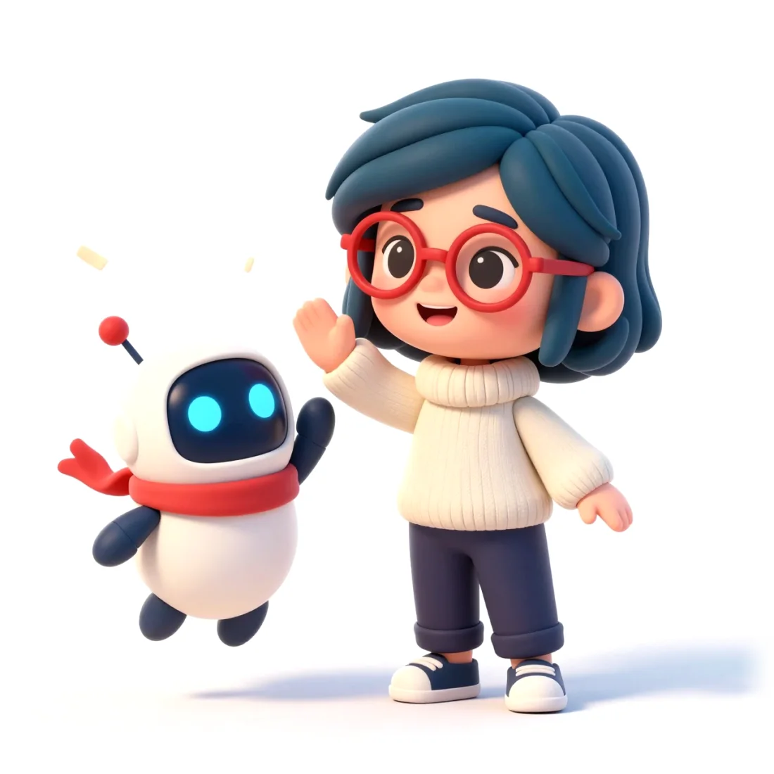 Ema and Erpi high five.